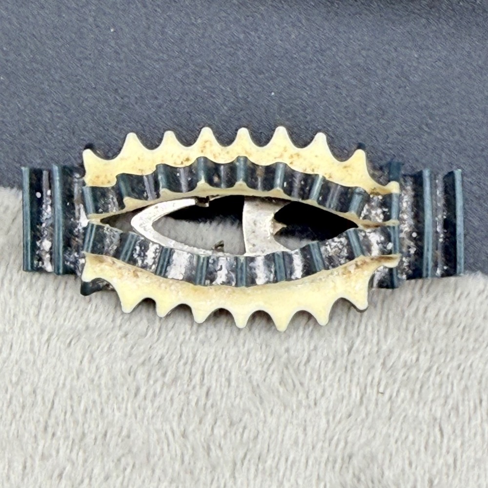 Vintage Estate Dress Clip Silver Celluloid Geometric Art Deco Accessory